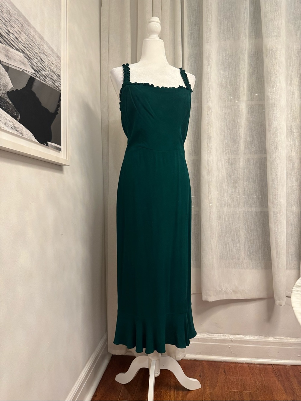 Reformation Emerald Green Flirty Bodice Midi Dress - Picture 1 of 10